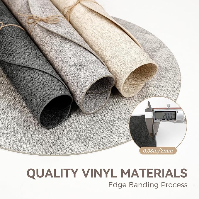 13" Round Placemats Set of 12, Reversible Faux Leather Heat Resistant Table Mats - Image 5