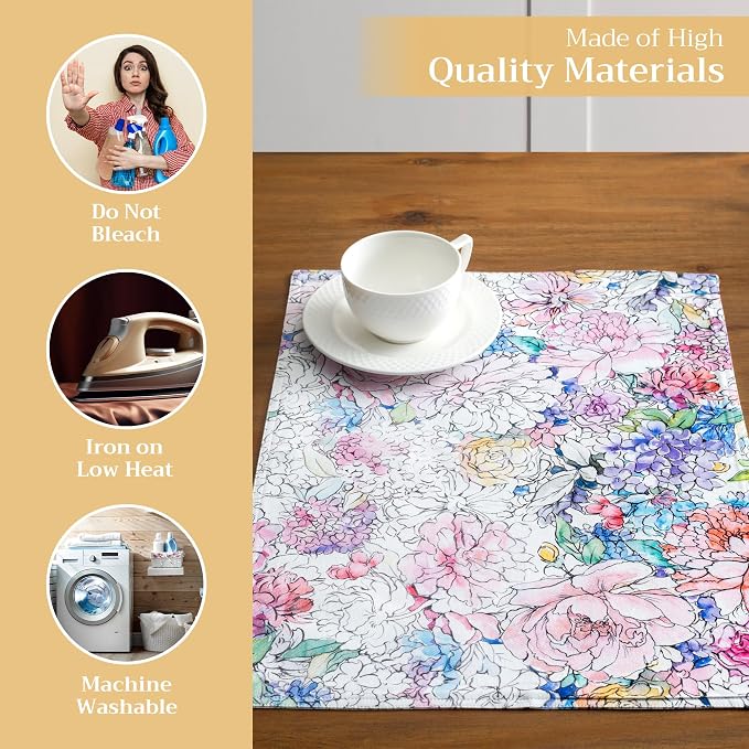 Maison d' Hermine Placemats Set of 4 Reusable 100% Cotton | Cloth Place Mats - Image 3