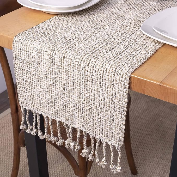 100% Cotton Table Runner for Dining Room Tables Rectangle Two Tone Woven Fabric - Image 2