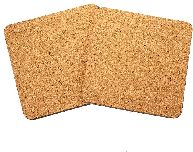 2PCS Cork Coasters for Drinks Absorbent Coaster 3.9 inch Square Simple Style by LOOKSEVEN