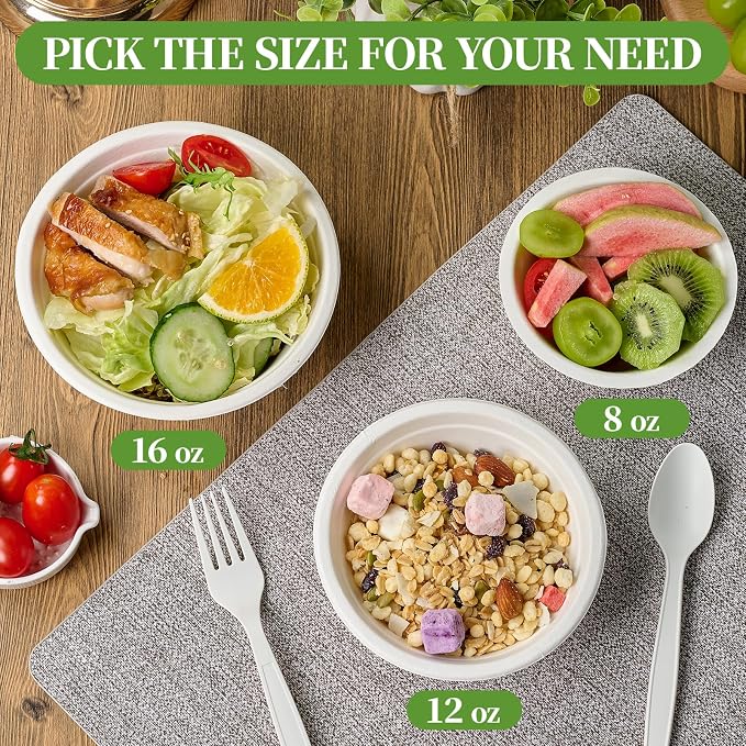300 Pack 8 oz Compostable Paper Bowls Disposable, Suitable - Image 6