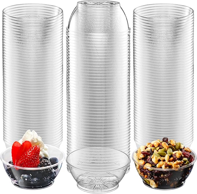 6 Oz Clear Mini Plastic Dessert Bowls Disposable Serving Bowls | Premium Hard by JoyServe