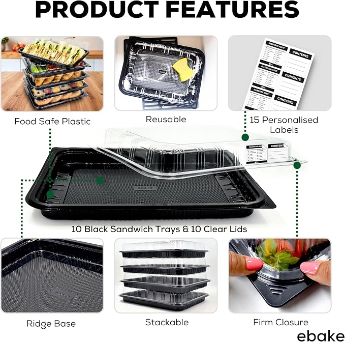 10 Pack Catering Trays with Lids – 17" Serving Tray with Lid, Heavy Duty - Image 3