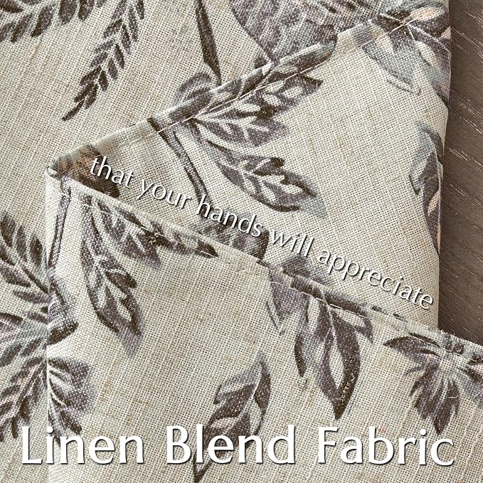 JINCHAN Sliva Linen Floral Placemats Set of 4 Farmhouse 13x19 Inch Grey | - Image 7
