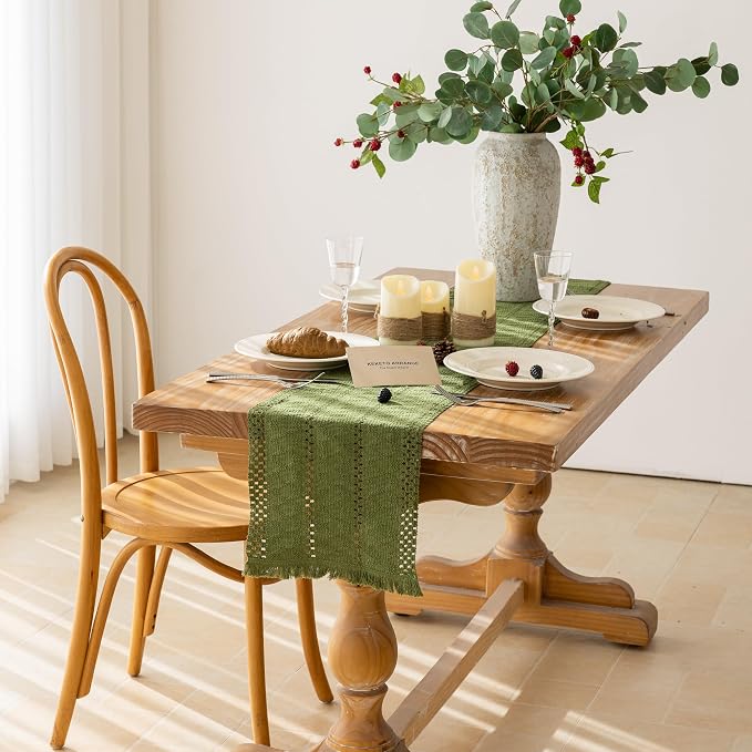 Keketoarrange Boho Macrame Table Runner 12x36 Inch | Woven Burlap Rustic Runner - Image 2