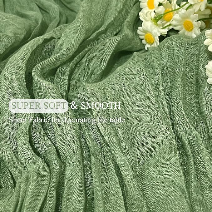20Pack Sage Green Cheese Cloth Table Runner 20x120inch Gauze Table Runners | - Image 5