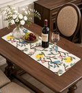 Canvas Embroidered Narrow 13"x 36" Table Runner, Lemon Bird | Exquisite by Kokaaee