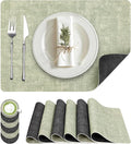 Fyvva Placemats Set of 6 Wipeable Reversible Faux Leather by Fyvva