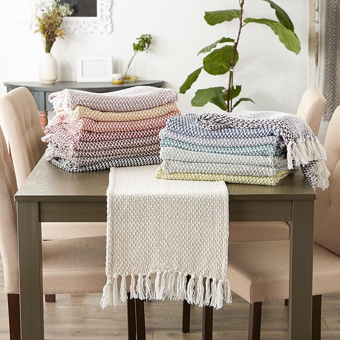 DII Woven Basics Collection 100% Cotton Knit Table Runner, Stonewash Blue - Image 6