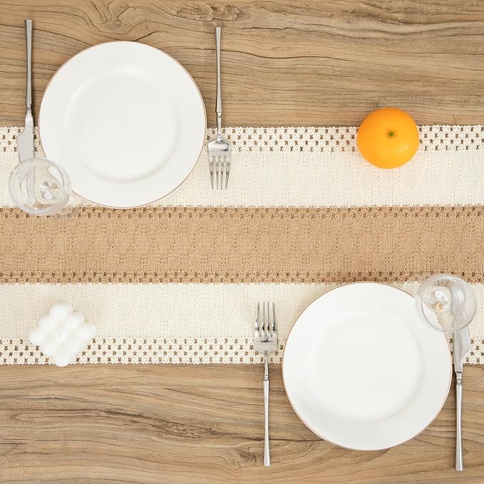 Boho Brown Table Runner, 12x72 Inches | Tassels, Macrame Summer Farmhouse - Image 2