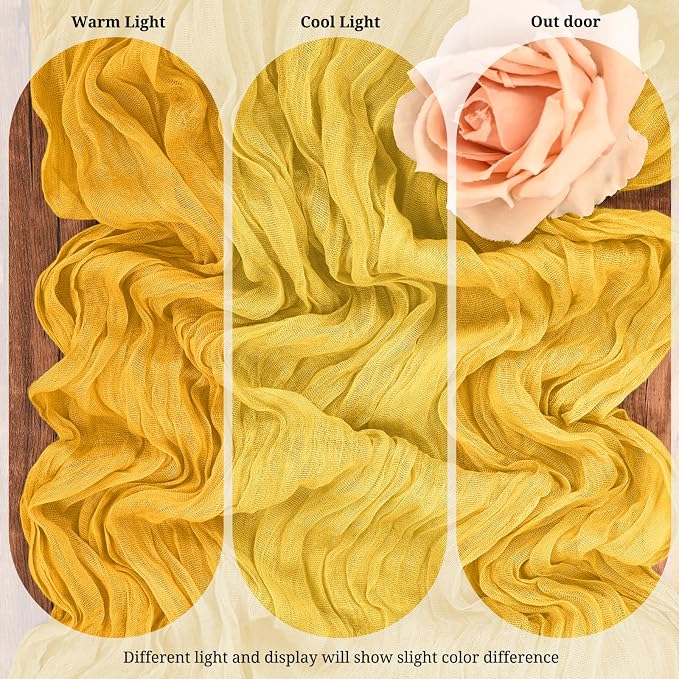 10 Pack Gold Cheesecloth Table Runner 17x108 Inch Boho Gauze Cheese Cloth Table - Image 4