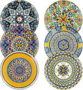 HENXFEN LEAD Boho Ceramic Dinner Plates Set of 6, 10.5 Inch | Assorted Patterns by HENXFENLEAD