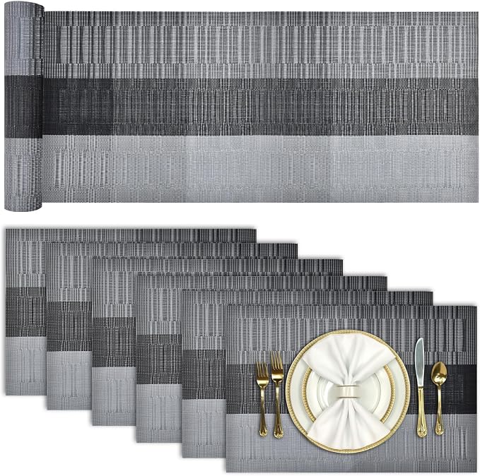 Aofmee Table Runner and Placemats Set of 6 Washable, Heat Resistant Place Mats by Aofmee
