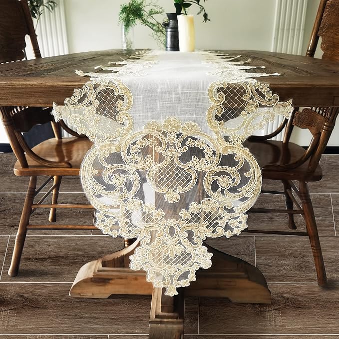 Elegant Vintage Lace Table Runner 72 inches Long by ElegantVintageTableRunner