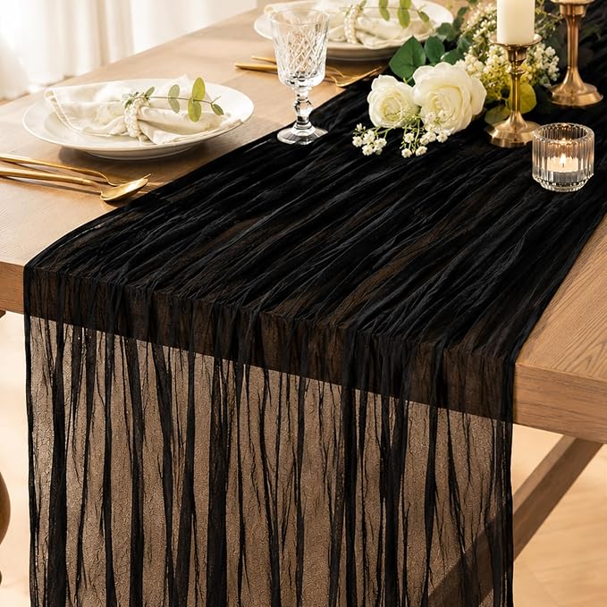 20 Pack Black Cheesecloth Table Runner 120 Inch Boho Wedding Decor | by Fixwal