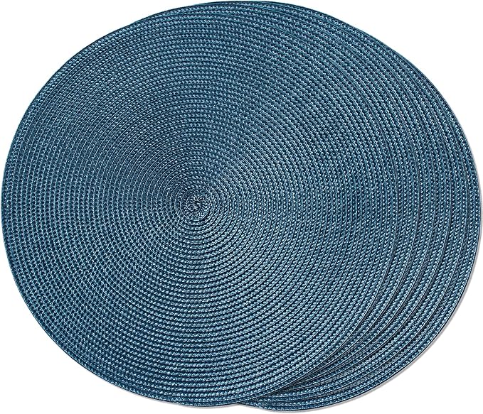 FunWheat Round Braided Placemats Set of 6 Table Mats by FunWheat
