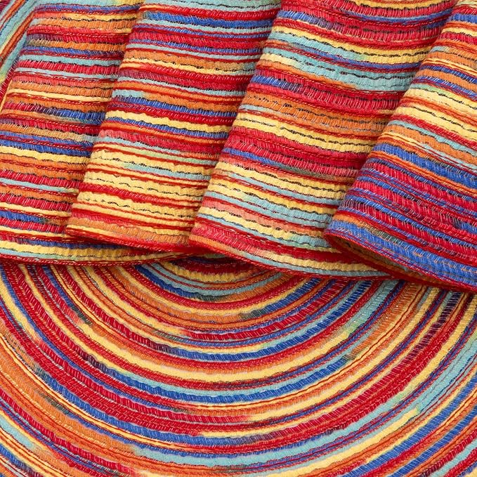 SHACOS Round Braided Placemats Set of 8 Washable 15 inch Round Table Mats - Image 3