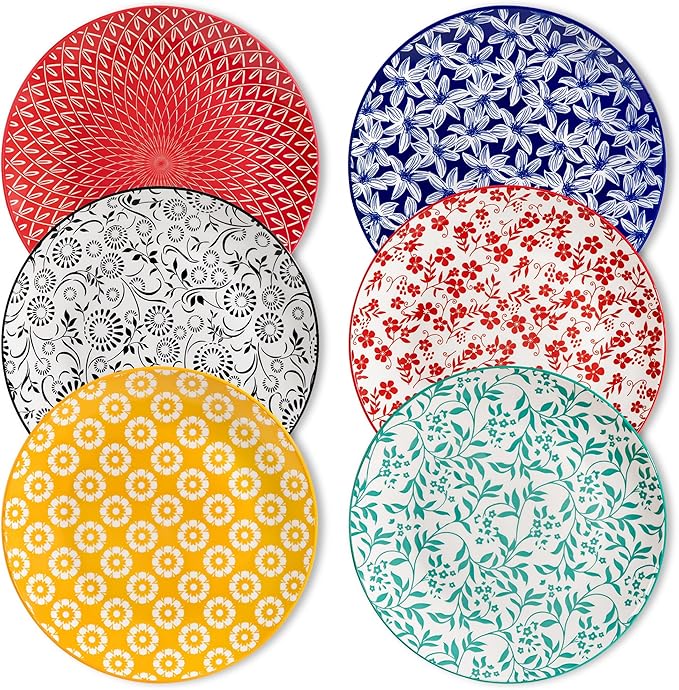 vancasso 10.25" Ceramic Dinner Plates Set of 6, Muted Vintage | Microwave by vancasso