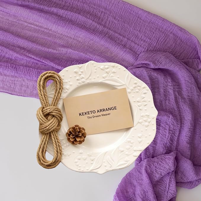 3Pcs Lilac Purple Cheesecloth Table Runner 120 Inches - Image 5