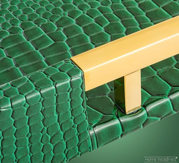 Luxury Modern Elegant 17.5"x12" Rectangle Crocodile Green Faux Leather - Image 6