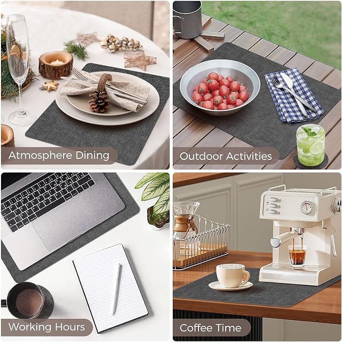 NCUE Vinyl Placemats Set of 4, Heat Resistant, Nonslip Faux Leather Waterproof - Image 6