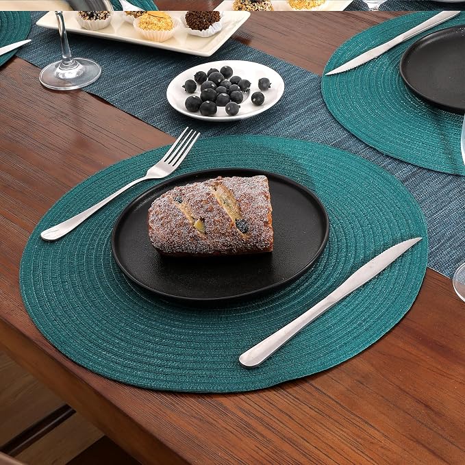 SHACOS Round Placemats Set of 6 Washable 15 inch Round Table Mats Cotton - Image 6