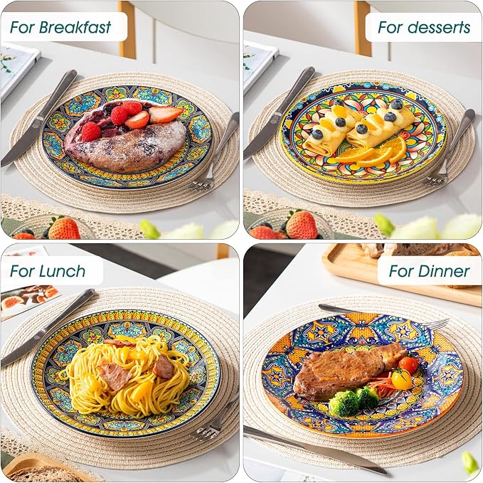 vancasso Colorful Dessert Plates Set of 6, 8.5 Inch Ceramic Salad Plates | Boho - Image 6