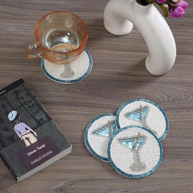 Set of 4 Beaded Farmhouse Coasters - Image 3