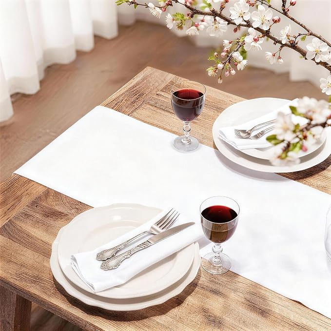 FOLINS&HOME White Waterproof Decorative Table Runner 36 Inches Long | 210GSM - Image 2