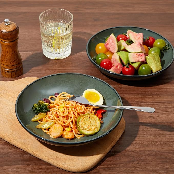 Pasta Bowls Set of 4, Reactive Glaze Salad Bowl 30 oz, Microwave & Dishwasher - Image 4