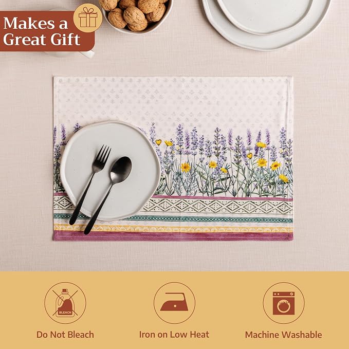 Maison d' Hermine Placemats Set of 4 Reusable 100% Cotton | Cloth Place Mats - Image 5