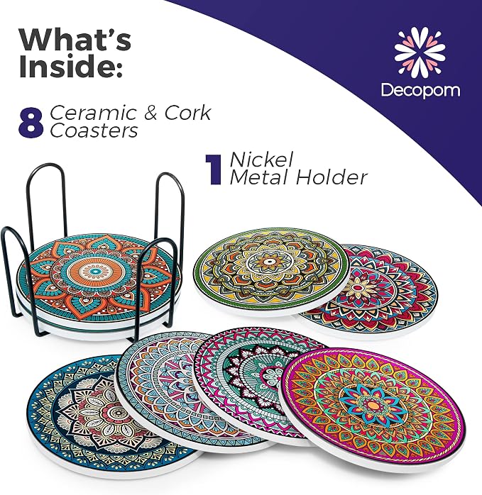 Mandala Drink Coasters with Holder - Image 2