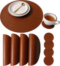 Embossed PU Leather Placemats, Waterproof Coffee Coasters, Kitchen Table Mats by JOVONO