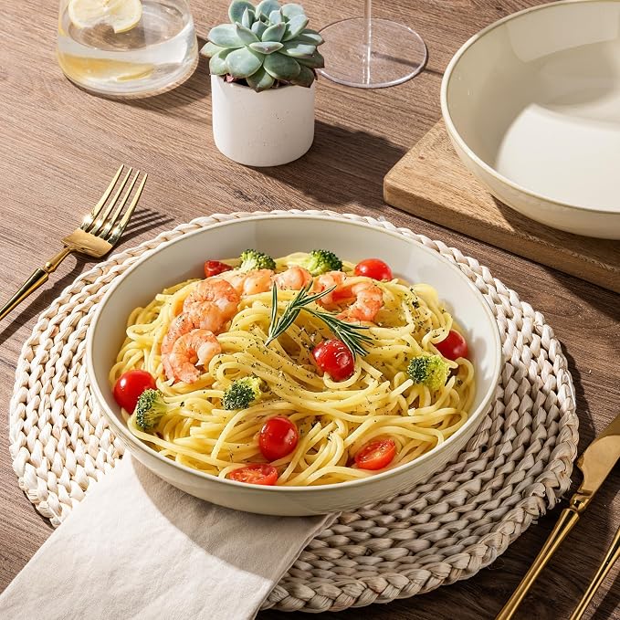 AmorArc 8.5'' Large Ceramic Pasta Bowls, 36oz Stoneware Pasta Serving Bowls Set - Image 4