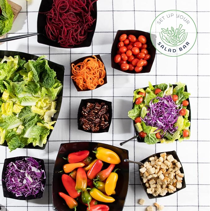 PLASTICPRO Disposable Square Serving Bowls, Party Snack or Salad Bowl, Plastic - Image 3