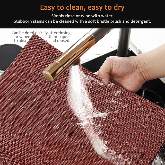 Red Vinyl Placemats Set of 6, Heat Resistant Table Placemats | 18x12 inch place - Image 5