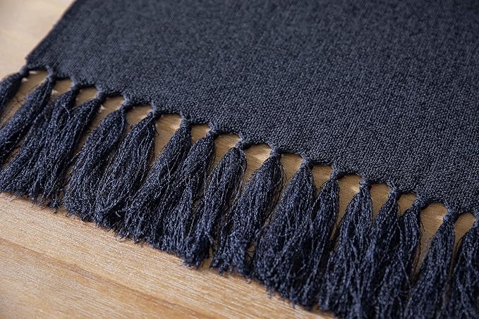 Navy Table Runners 108 Inches Long, Burlap Linen Style Rustic Farmhouse Table - Image 6