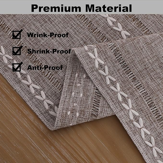 Gernaice 2PCS Boho Table Runner, Rustic Embroidered Cotton Linen Farmhouse - Image 4