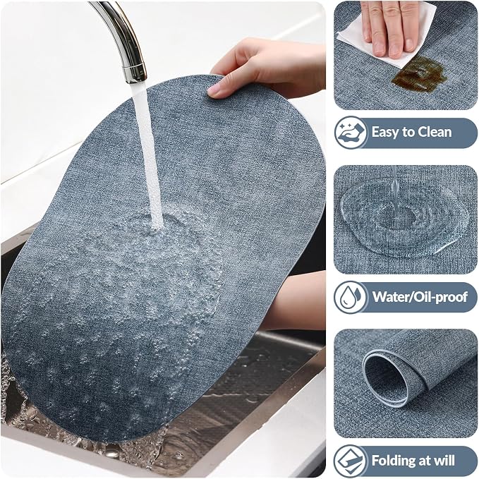 Placemats Set of 8, 11.8 x 17 Inch, Waterproof Wipeable Reversible PU Placemat - Image 5