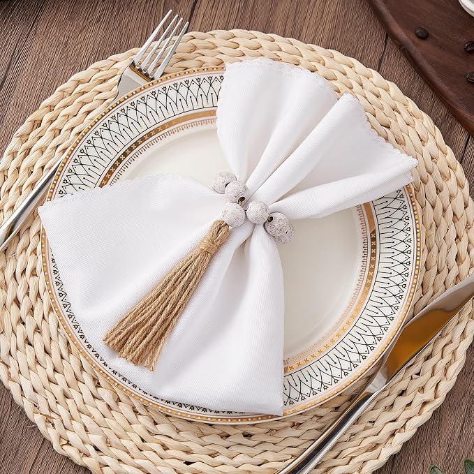 APTWOW Napkin Rings Set of 12, Wooden Napkin Rings - Image 2