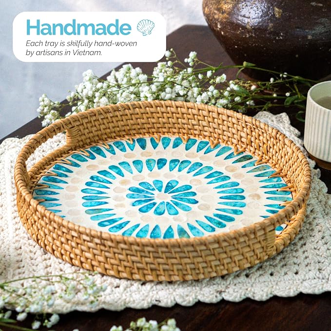 JUNGLE CULTURE Round Rattan Tray - Image 3