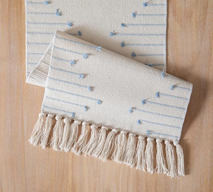 Boho Table Runner 13 x 90 Inch Long Natural Cotton Woven Runner - Image 5