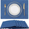 Faux Cotton Linen Placemats Set of 6, Cloth Washable Farmhouse Dining Table Mats by homing