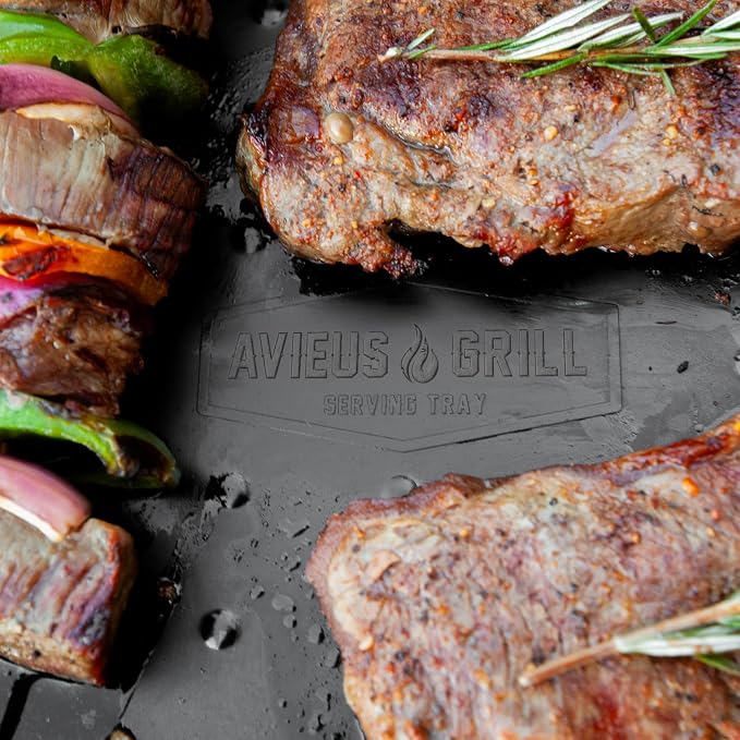 AVIEUS Grill Prep and Serve Trays | Set of 2 Stackable, Melamine Trays | - Image 8