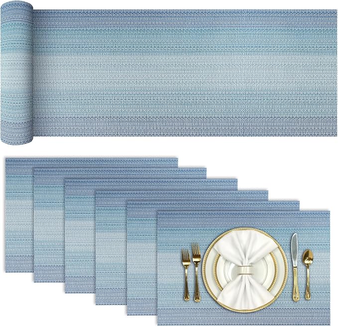 Aofmee Table Runner and Placemats Set of 6 Washable, Heat Resistant Place Mats by Aofmee