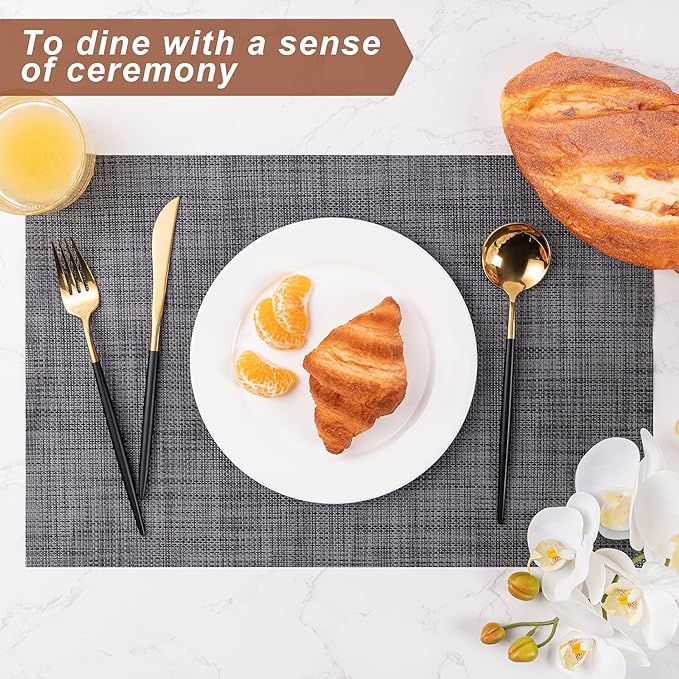 Placemats Set of 6 Washable Indoor | Outdoor Vinyl Place Mats - Image 4