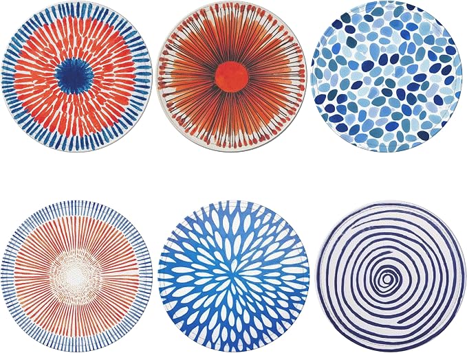 Mid Century Coasters Leather Round Drink Coasters 6 Pcs Set - Image 2