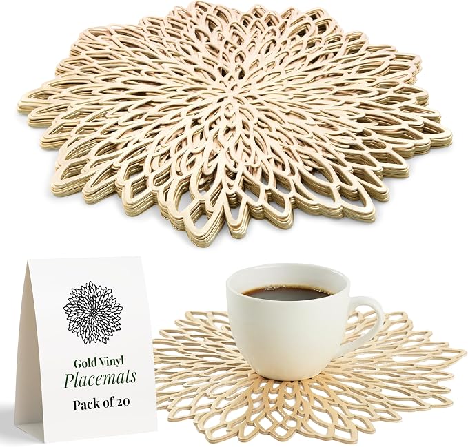 Juvale 20-Pack Gold Vinyl Placemats by Juvale