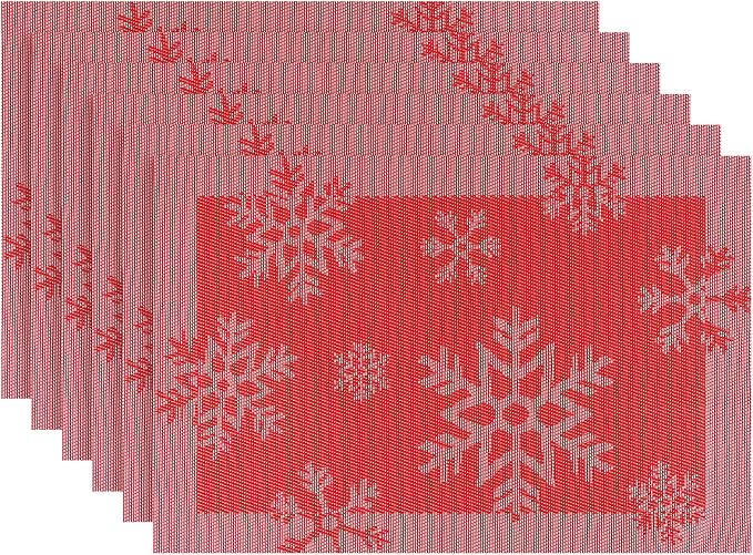 Aofmee Christmas Placemats Set of 6, Washable Christmas Place Mats by Aofmee