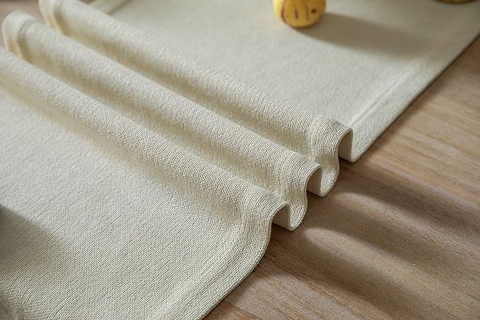 Burlap Style Farmhouse Table Runner, 14x108 Inches Cream | Thick Durable Fabric - Image 6
